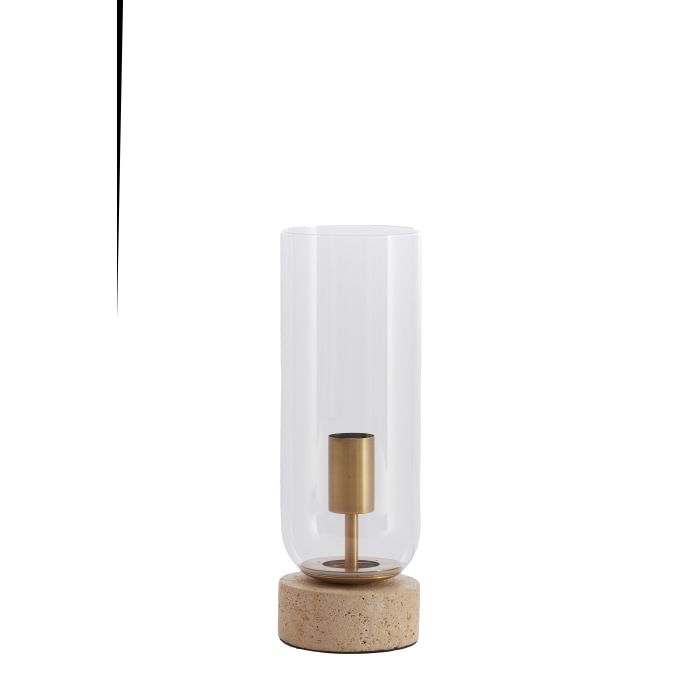 Table lamp Ø12x35 cm RYLANO glass clear+sand+antique bronze