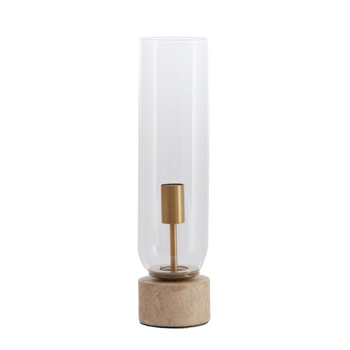 A - Table lamp Ø12x47 cm RYLANO glass clear+sand+antique bronze
