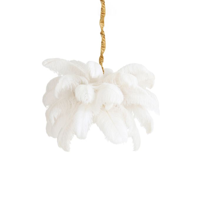 Hanging lamp E14 Ø80 cm FEATHER gold+white
