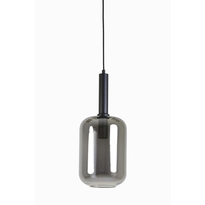 Hanging lamp Ø22x52 cm LEKAR black+smoked glass