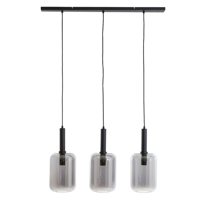 A - Hanging lamp 3L 100x22x32 cm LEKAR black+smoked glass