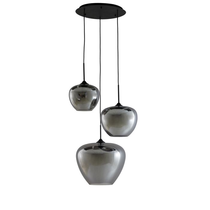 Hanging lamp 3L Ø40x160 cm MAYSON smoked glass+matt black