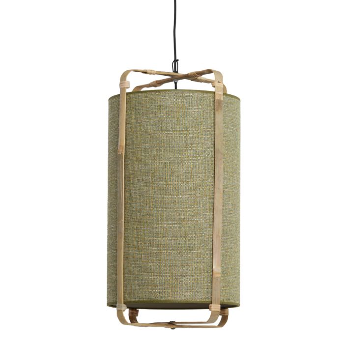 Hanging lamp Ø42x70 cm SENDAI green+bamboo natural