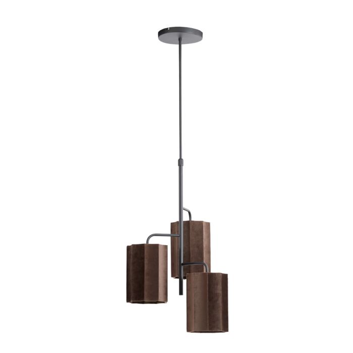 A - Hanging lamp 3L Ø48x25 cm EDISA velvet dark brown+matt black