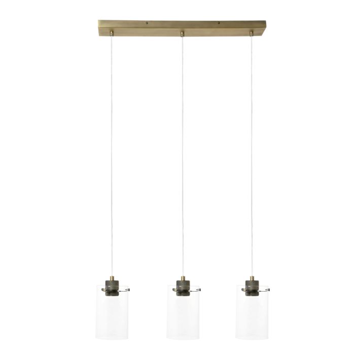 Hanging lamp 3L 65x12x18,5 cm VANCOUVER ant.bronz-glass