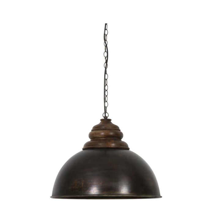 Hanging lamp Ø52x40 cm LEIA black zinc+top wood brown