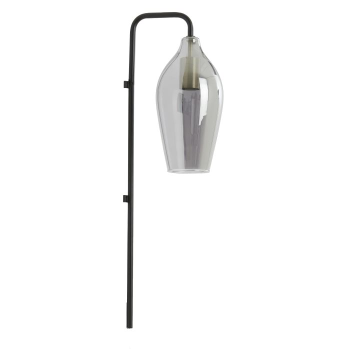 Wall lamp 28x20x65 cm LUKARO glass smoked+matt black