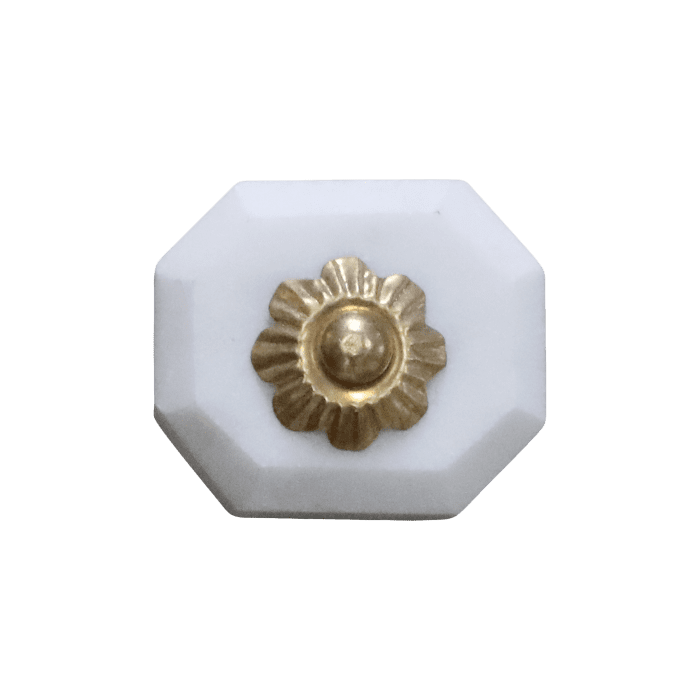 Knob of marble w. brass decor