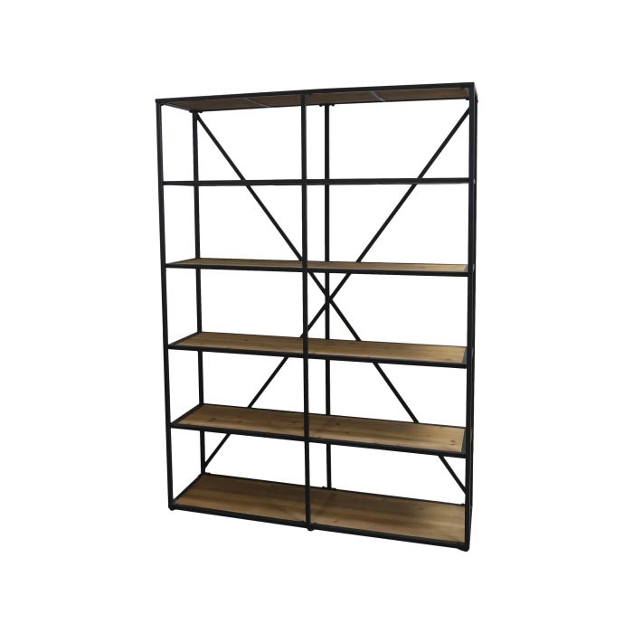 French double Shelving Unit w. 5 wooden shelves