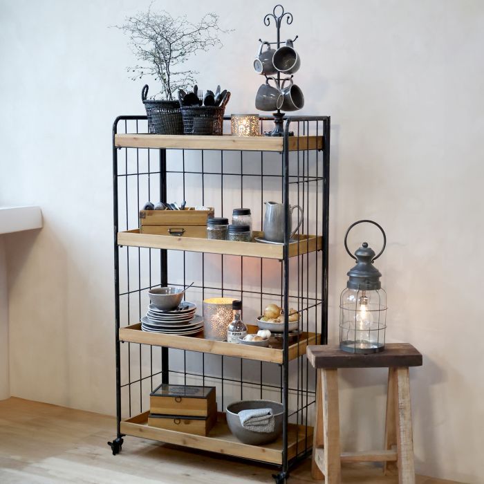 Shelving Unit on wheels w. 4 shelves