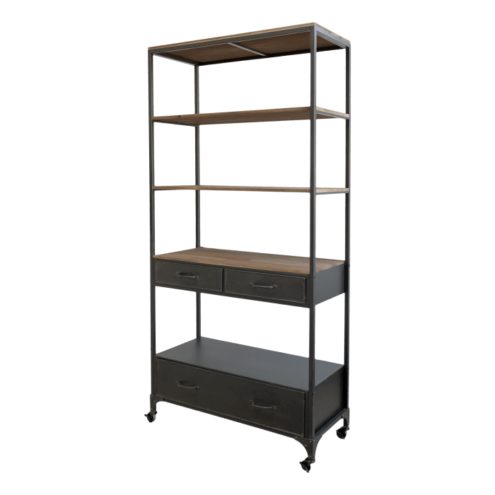 Shelving Unit on wheels w. drawers