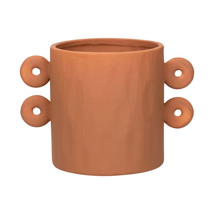 Round Handles Planter Ceramic brown h15,5 d22