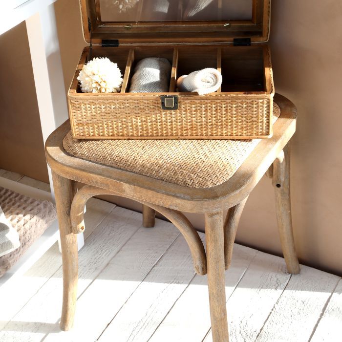 French Stool w. wicker seat