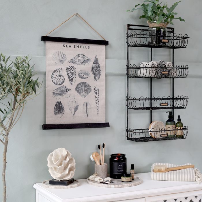 Fil de fer Wall Shelf w. 4 baskets