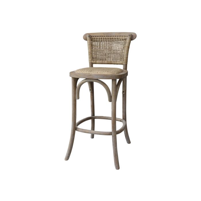 French Bar stool w. wicker seat & backrest