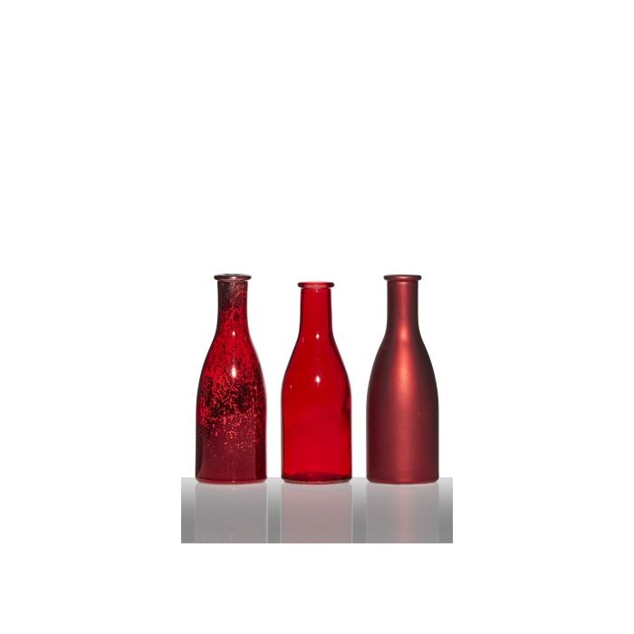 Metallic Bottle Vase red h18,5 d20x6,6 (set of 3)