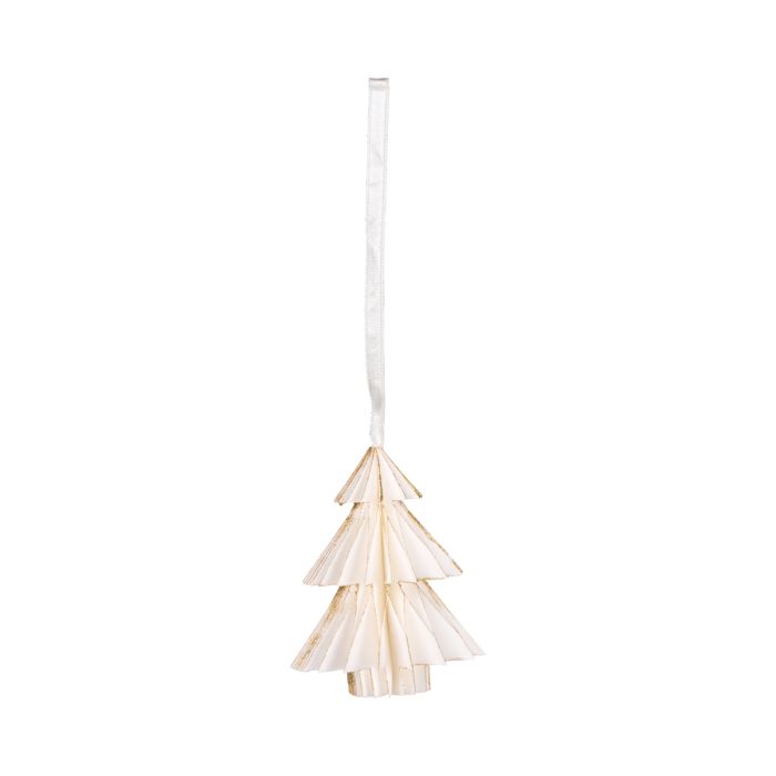 X Mas Triangle Decorative paper ornament off white 8cm