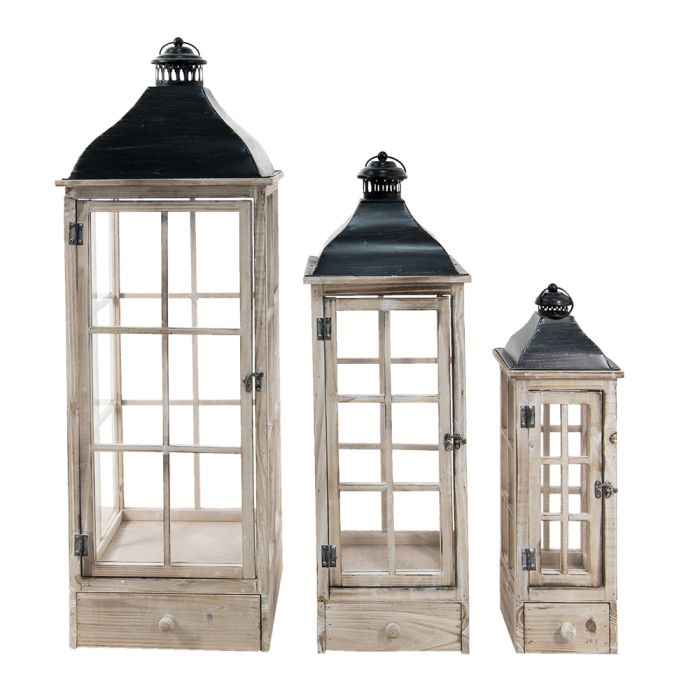 Lantern 33x33x98 / 25x25x78 / 17x17x58 cm (3) - set (3)