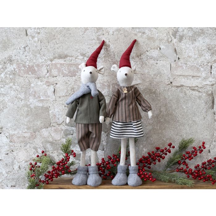 Asger & Agnes Christmas Mice standing set of 2