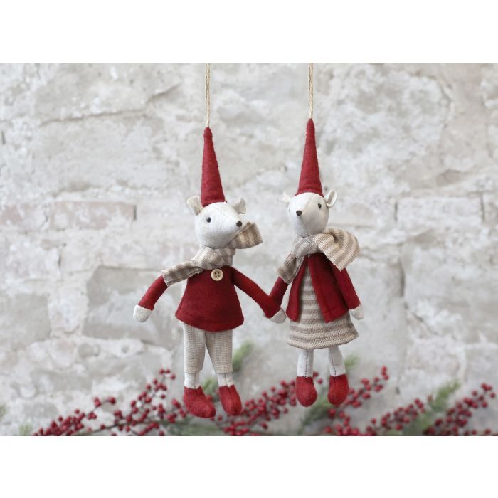 Julius & Juliane Christmas Mice w. magnet set of 2