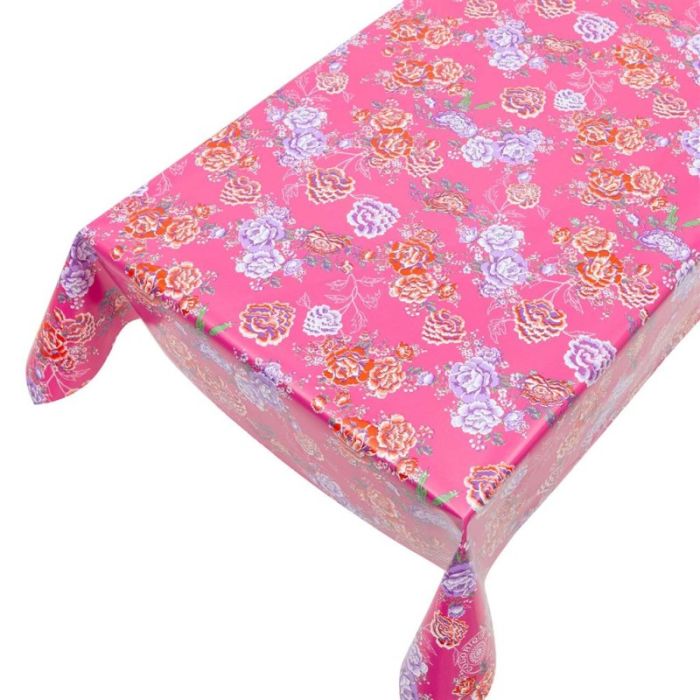 Indochine Pvc Tablecloth pink 140cmx20mtr