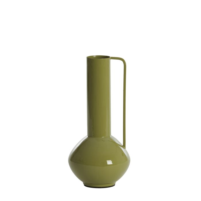 Vase deco Ø12x28 cm PANZANO shiny olive green