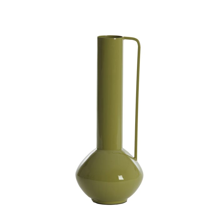 Vase deco Ø12x33 cm PANZANO shiny olive green