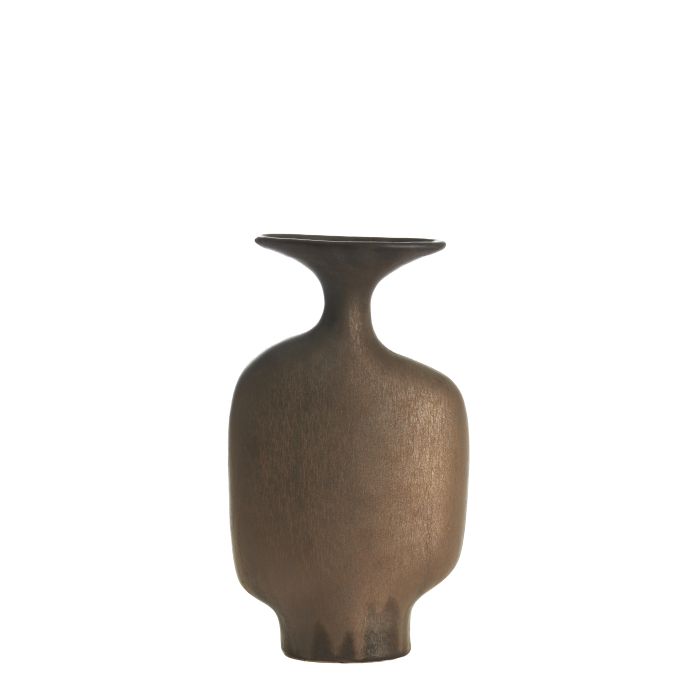 Vase deco 22,5x8x27 cm TROVO ceramics matt dark bronze