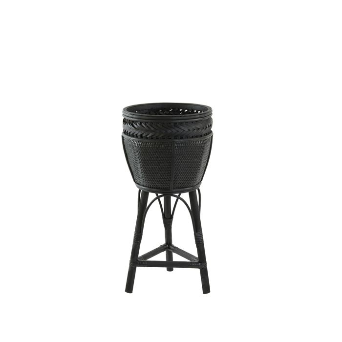 Flower pot deco on stand Ø29x60,5 cm CARAZI rattan black