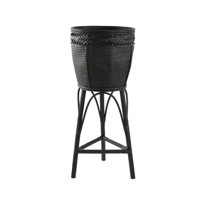 Flower pot deco on stand Ø34x80,5 cm CARAZI rattan black