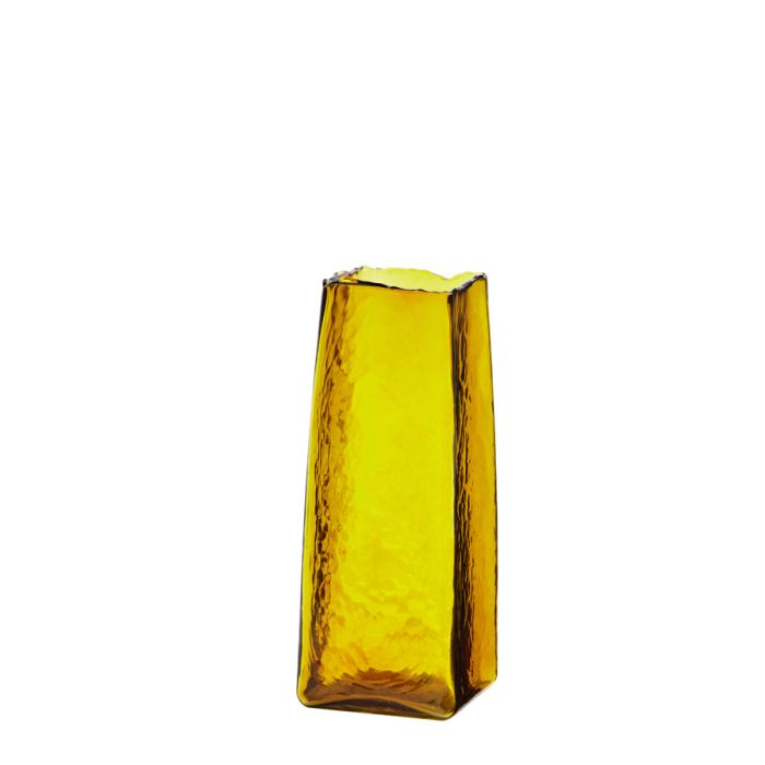 Vase 10x10x25 cm IDUNA glass ocher yellow