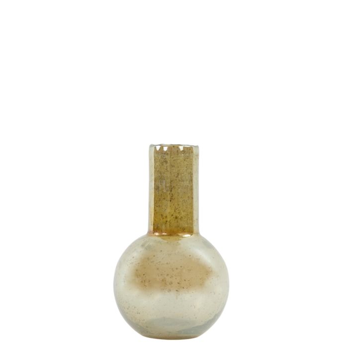 Vase Ø18x29 cm DAPOLI glass stone finish amber