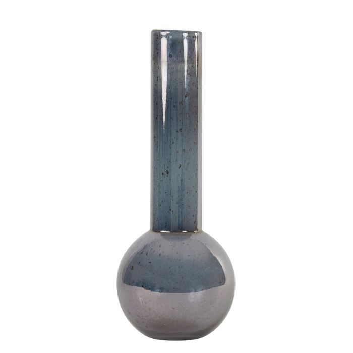 Vase Ø18x45 cm DAPOLI glass stone finish smoked