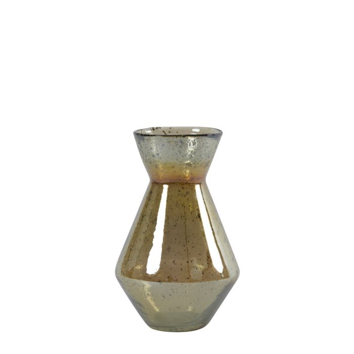 Vase Ø16x25 cm SATARA glass stone finish amber