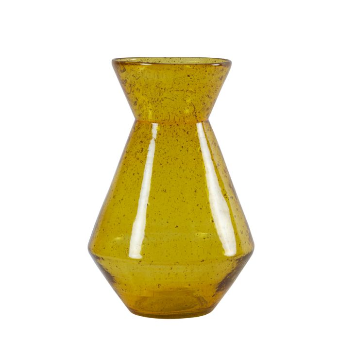 Vase Ø23x34 cm SATARA glass stone finish yellow