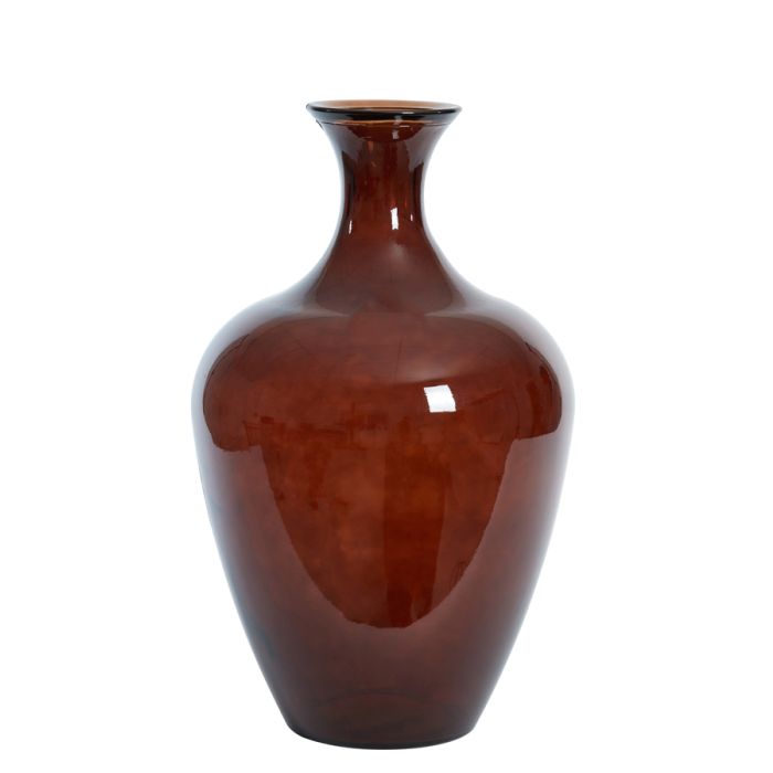 Vase Ø40x65 cm RUBRA glass shiny dark brown