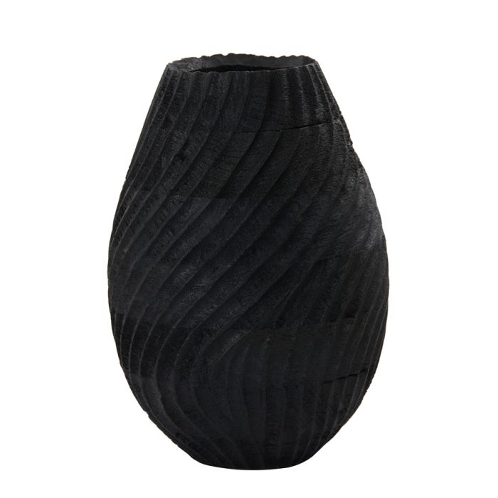 Vase deco Ø19x27 cm BABUYAN wood matt black