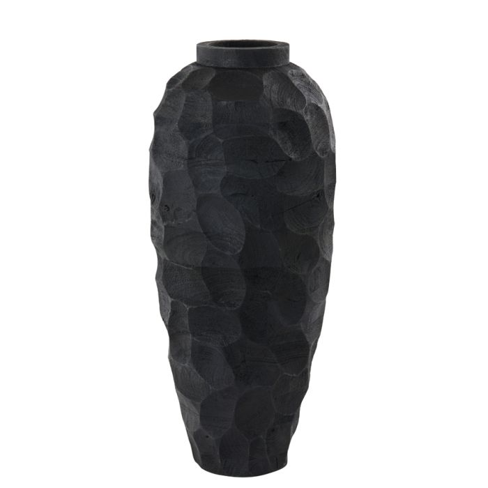 Vase deco Ø23x53 cm BONTOC wood matt black