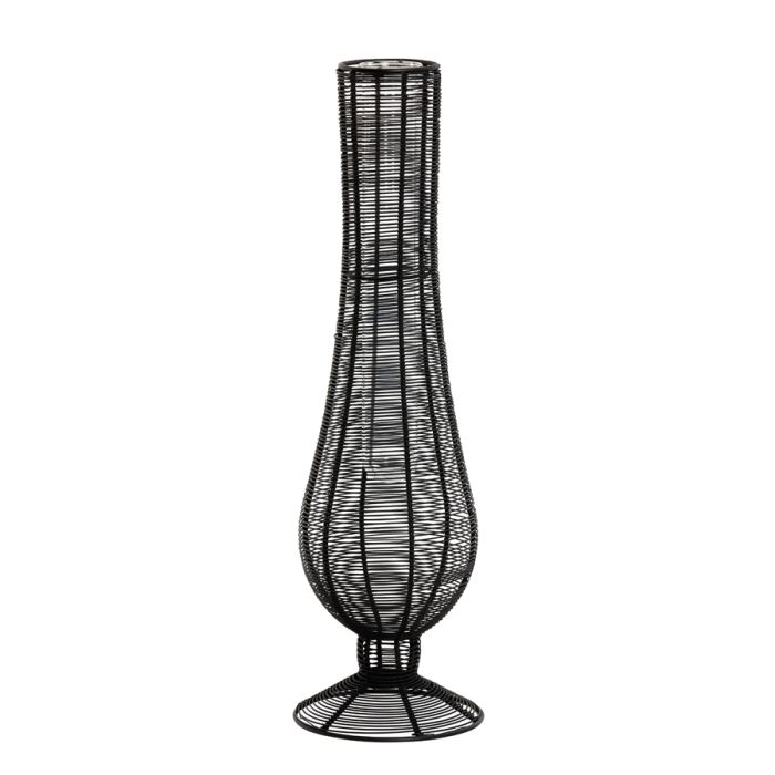 Vase deco Ø17x60 cm TUPURI matt black-glass clear