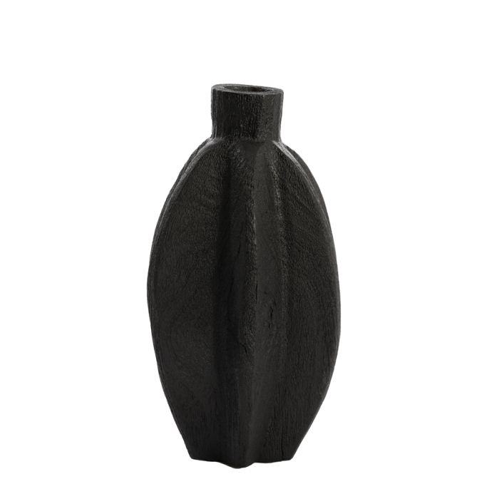 Vase deco Ø13x26 cm NOVEM wood matt black