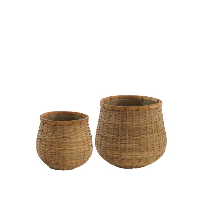 Basket S/2 Ø25x22+Ø35x30 cm MANDOLA bamboo natural