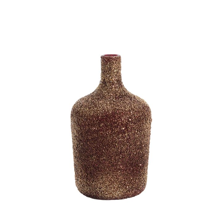Vase Ø16x29 cm ABIGI glass burgundy gold