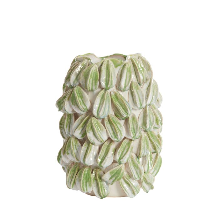 Vase deco 35x33x47 cm CARAMBOLA ceramics cream+green