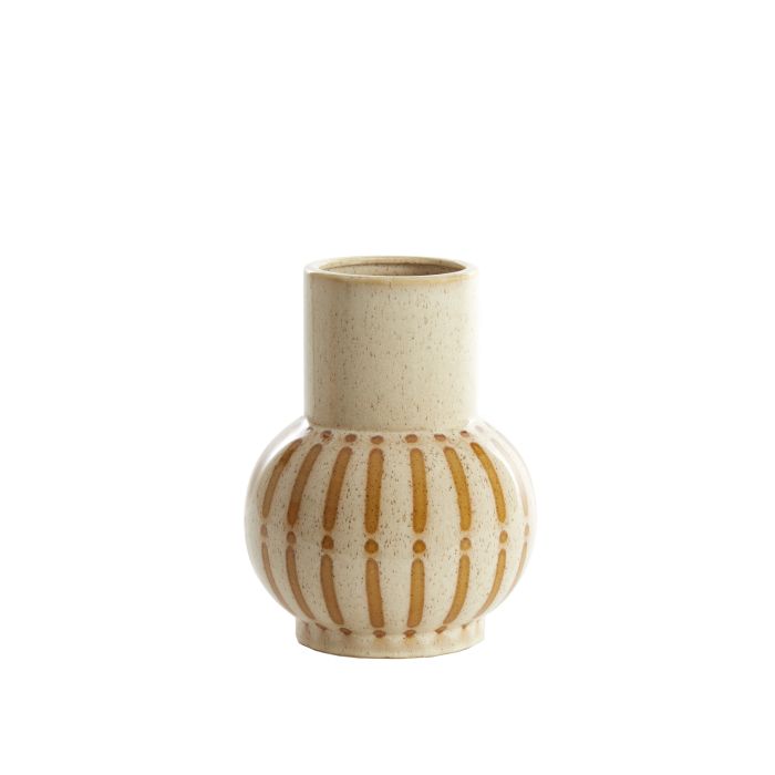 A - Vase deco Ø19x25 cm ULLOA ceramics shiny cream+brown