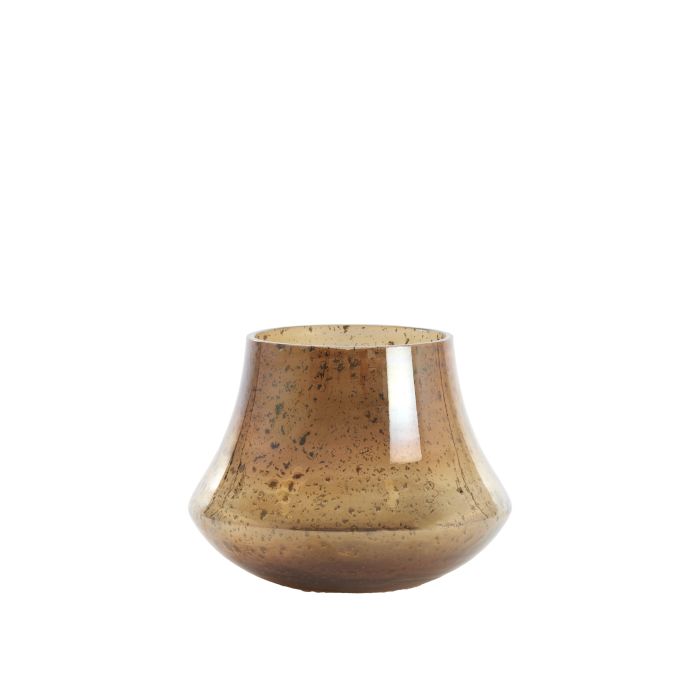 Vase Ø18x13,5 cm DOMI glass stone finish amber