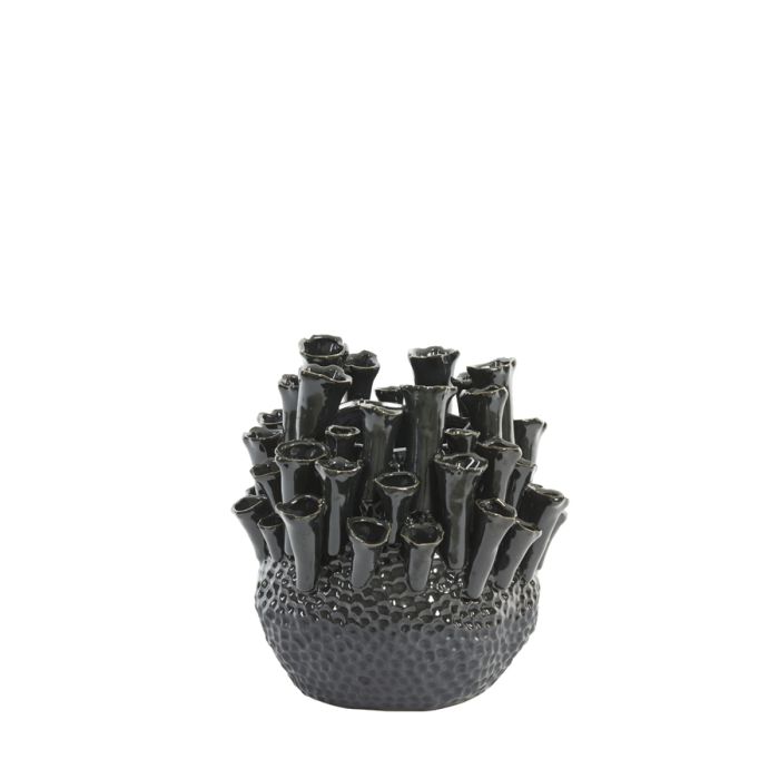 Vase deco Ø27,5x27,5 cm KYRAL ceramics mat black-shiny black