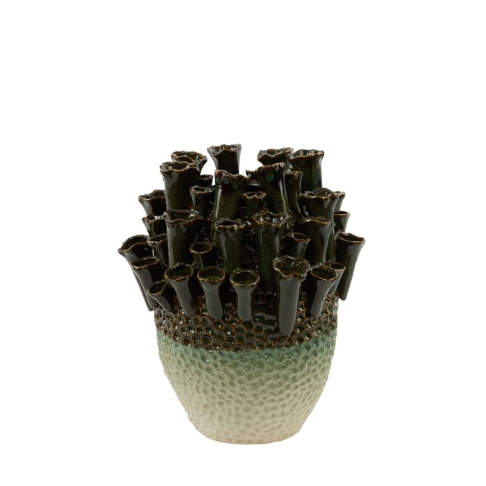 Vase deco Ø29x33 cm KYRAL ceramics brown-green+cream