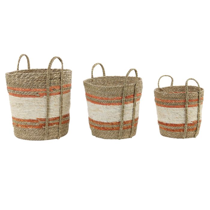 Basket S/3 max Ø40x40 cm GAMEIRO natural-white-orange