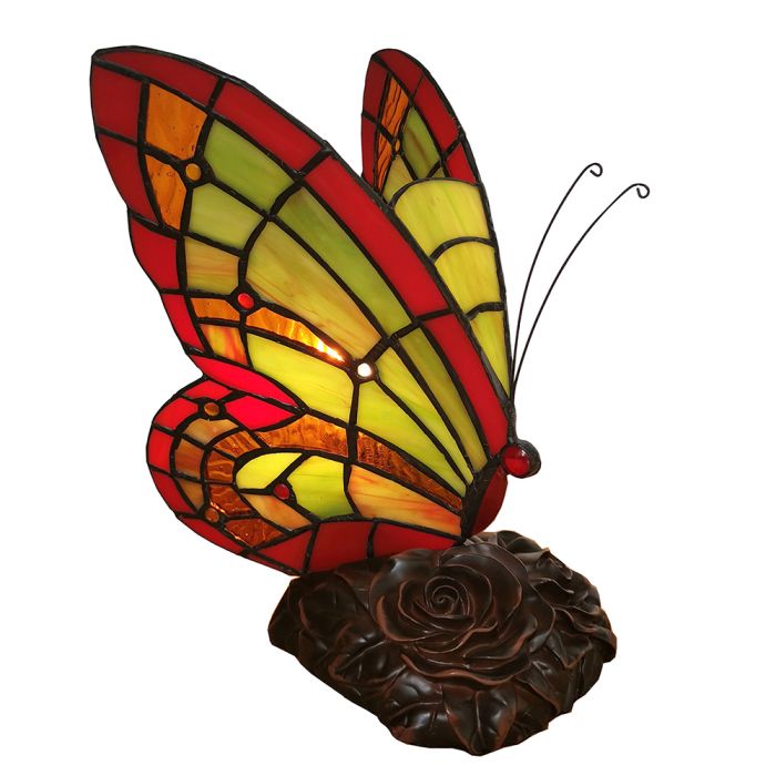 Table lamp Tiffany butterfly 15x15x27 cm E14/max 1x25W - pcs