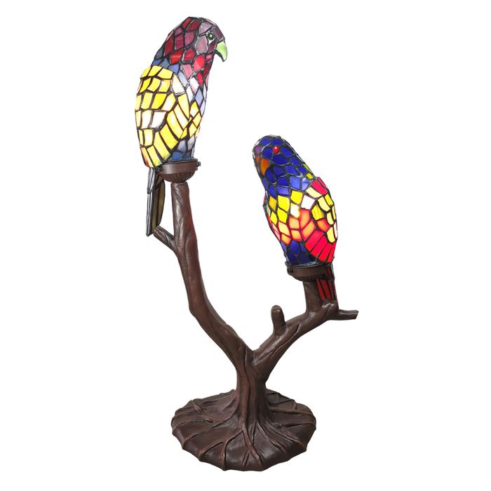 Table lamp Tiffany parrots 50x24x63 cm E14/max 2x40W - pcs